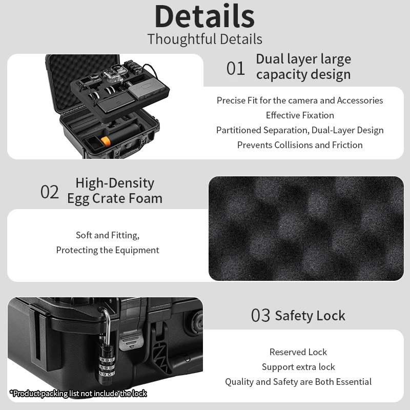 STARTRC PHOTO Doppelschichtige wasserdichte Hartschalen-Tragetasche für DJI Osmo Action 6/5 Pro/4/3 Zubehör Reise-Tragetasche Schutzhülle – Detail 12