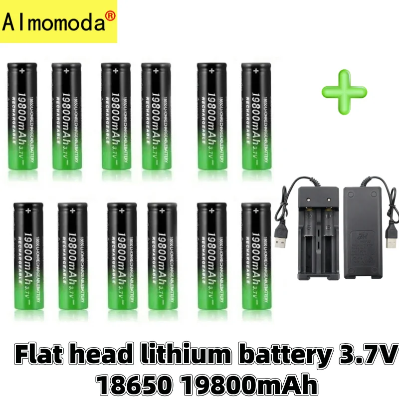 

Bestseller Raised 18650rechargeable lithium battery 3.7v19800mAh with charger rechargeable strong light flashlight headlight fan