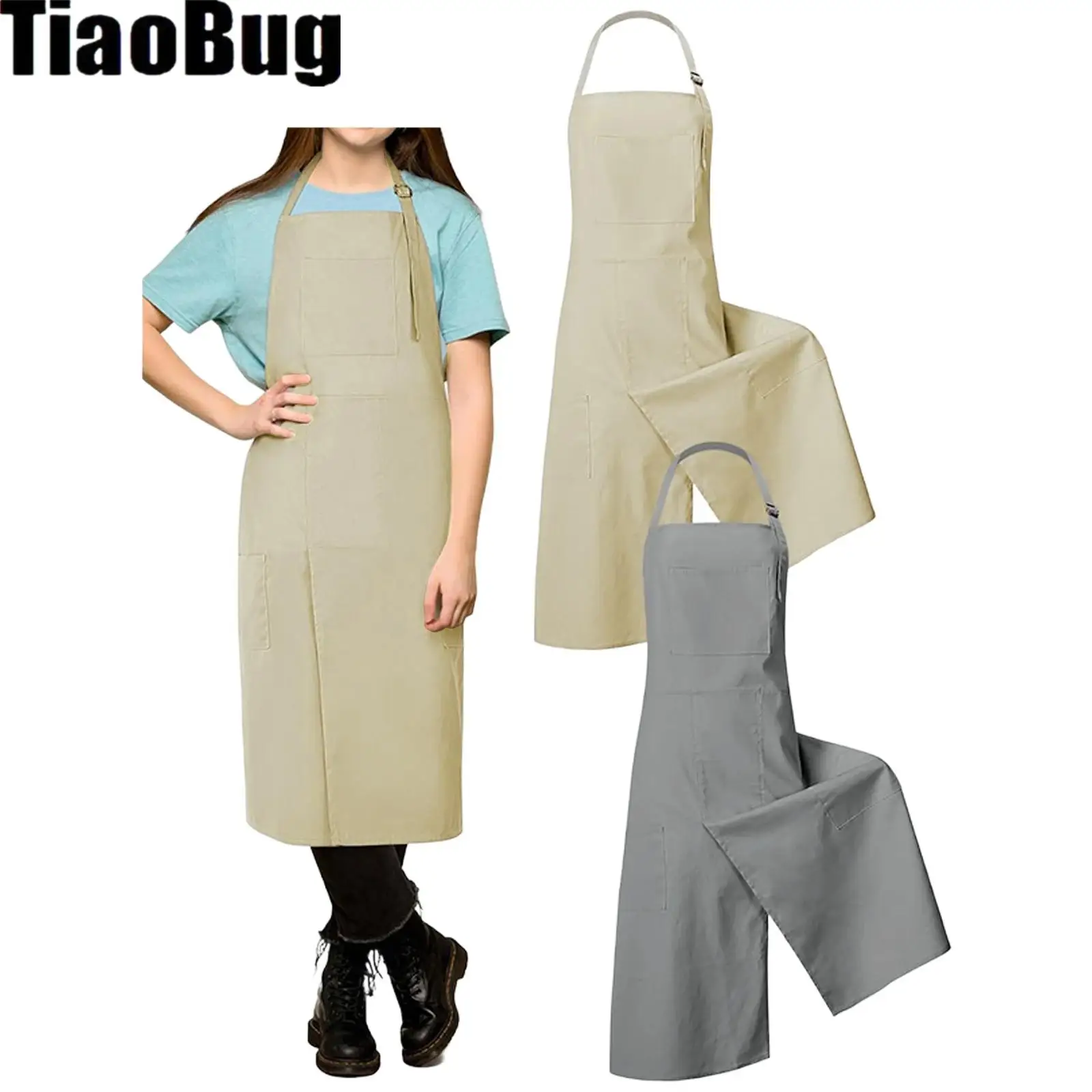 Tabliers en toile pour adultes, sangle réglable avec poches, jambe fendue superposée, pour potiers, jardiniers, artistes, céramique, argile