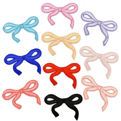 10 Pcs Bowknot Embroidered Patches Iron On Clothing Hat Bag Shoe Repair Material Phone Gift Box Decor DIY Accessory