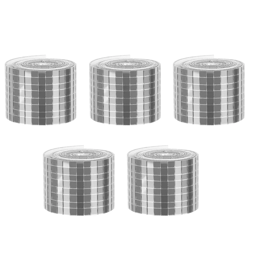 

5pcs 5 Rolls Self-Adhesive Mini Square Mirror Mosaic Wall Sticker For Home Kitchen Bathroom Glass Metal Surface Waterproof Tile
