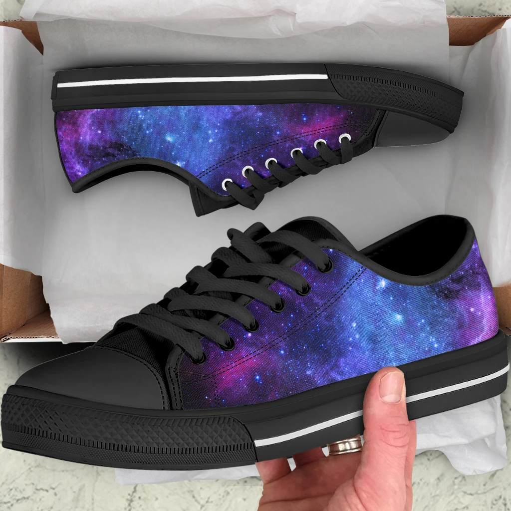 ELVISWORDS Fantasy Starry Sky Universe Design Lightweight Lace-up Shoes Soft-soled Outdoor Casual Shoes Canvas Shoes Flat Shoes