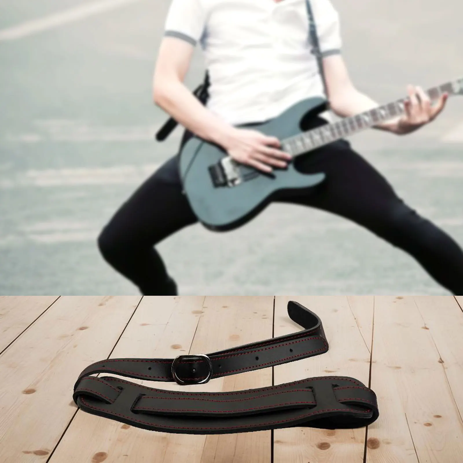 Brand New Hot Sale Guitar Strap Vintage Acoustic Electric Adjustable Black Classical Guitar Heavy Duty Leather High Quality - view 3