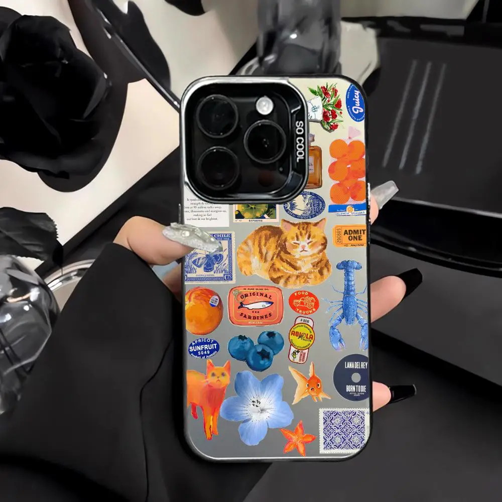 

Blue Series Cartoon Patterns Phone Case Shockproof and Anti Slip Frosted Suitable for iPhone 16 15 14 13 12 11 Pro Max Plus Mini