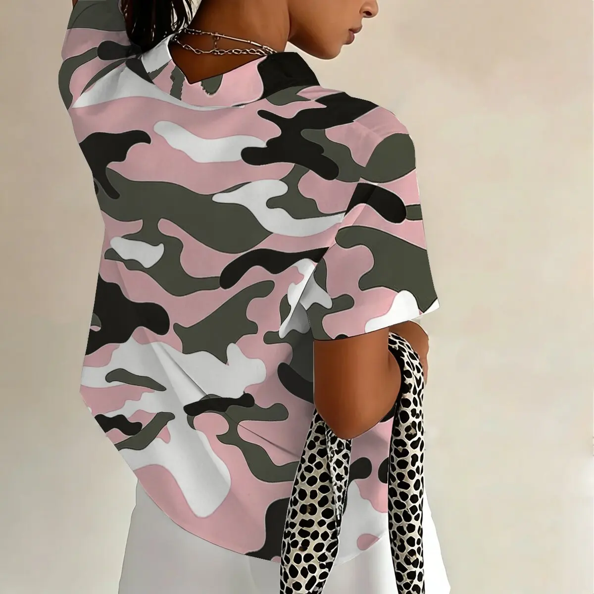Camisa Verano Mujer Talla Grande Contraste - usage example
