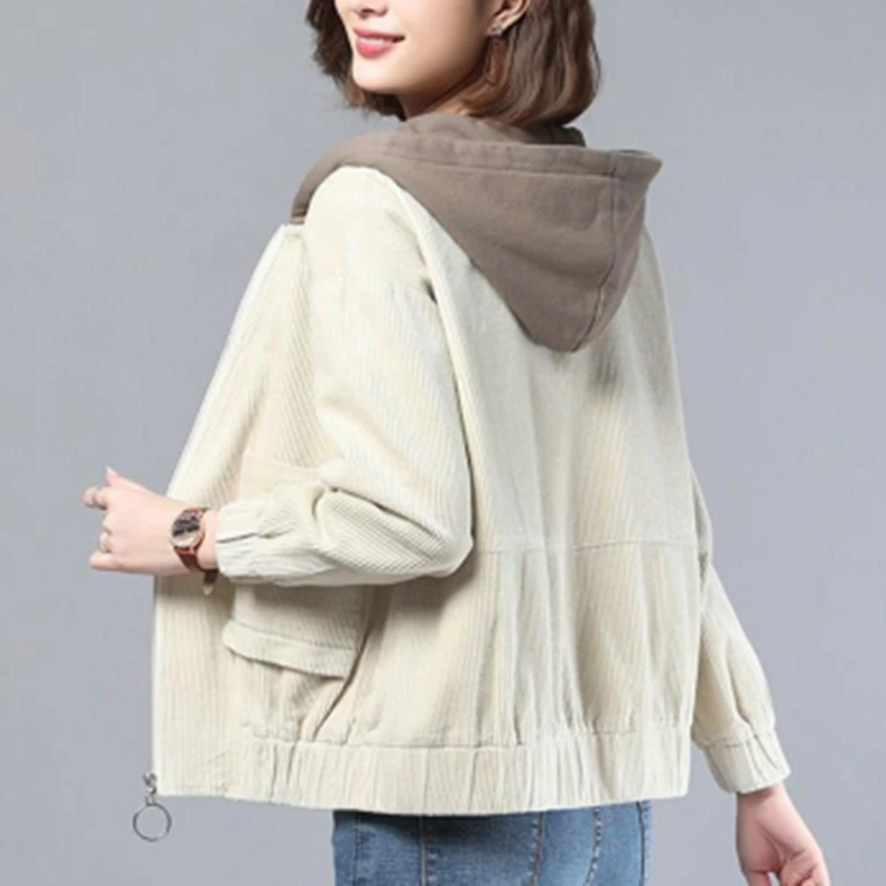 

Пальто с капюшоном для повседневной одежды Вельветовая куртка Повседневное пальто Повседневное пальто с капюшоном Куртка с длинными рукавами Неэластичная ткань