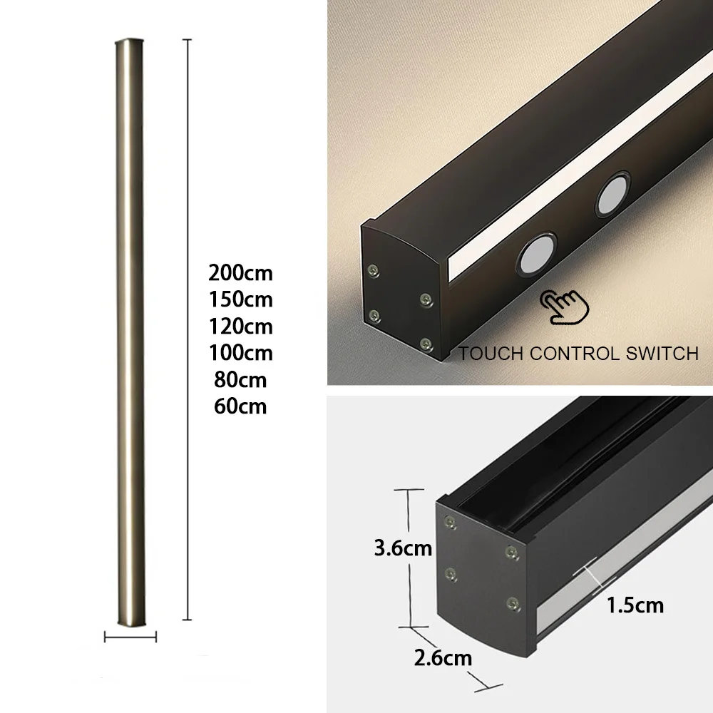 Imagem -04 - Lâmpada de Parede Longa Led com Escurecimento Controle Remoto Cabeceira Luz Varanda Luz Villa Lâmpada Toque Controle 85v265v 60-200cm