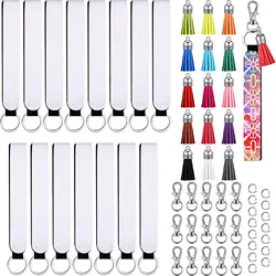 60PCS Sublimation Keychain Blanks Wristlet Keychain DIY Neoprene Keychain Wrist Lanyard Keychain Holder Sublimation Blank