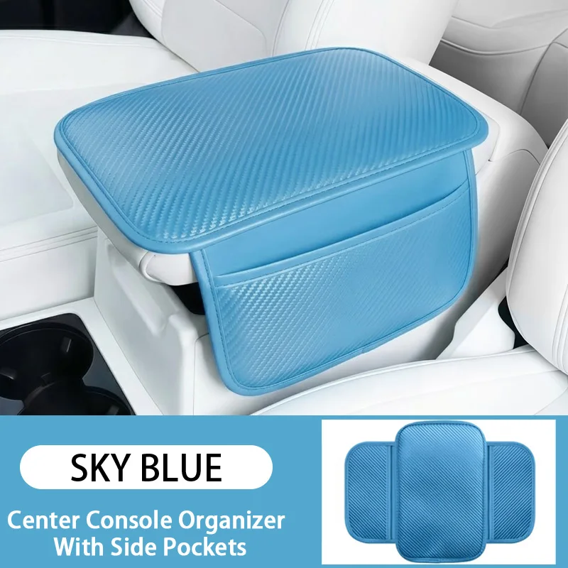 1PC Carbon Fiber Texture PU Leather Car Armrest Box Pad, Wear-Resistant and Non Slip, with Storage Bag, Car Interior Accessories image 5