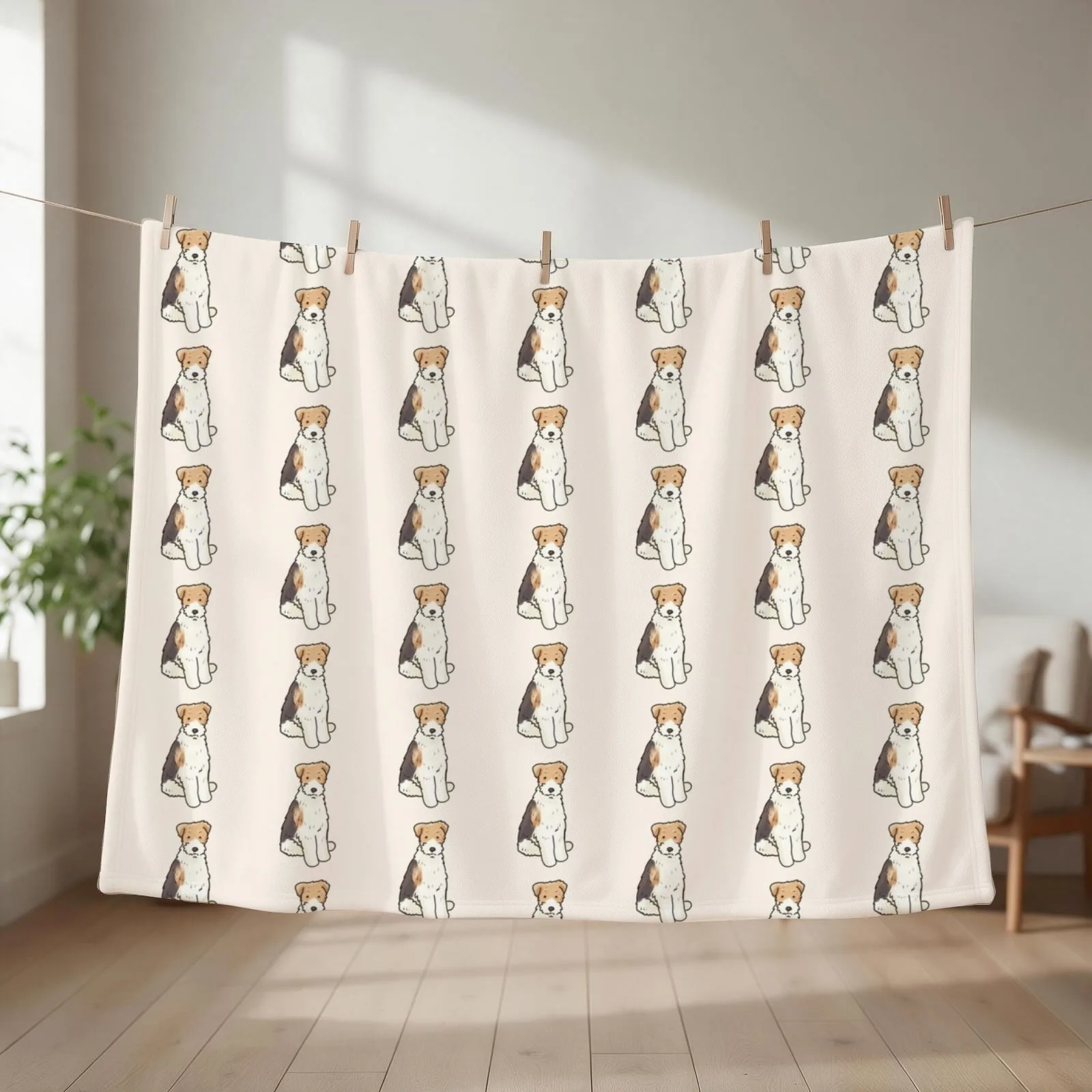 Cute Wire Fox Terrier dog illustration Throw Blanket Picnic blankets ands Sleeping Bag Blankets For Sofas Blankets