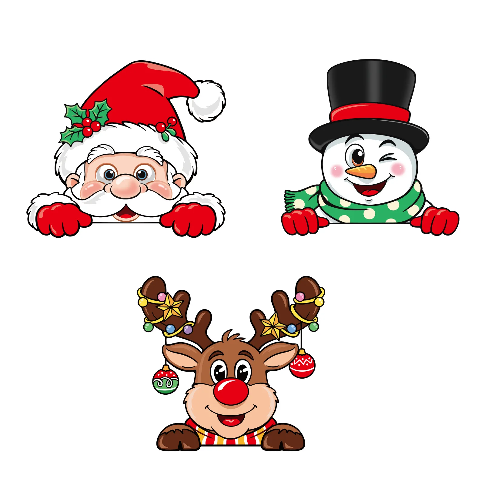 Winter Christmas Static Window Stickers, Snowflake Snowman Reindeer Santa Claus Decals, Xmas Party Supplies for Home Glass