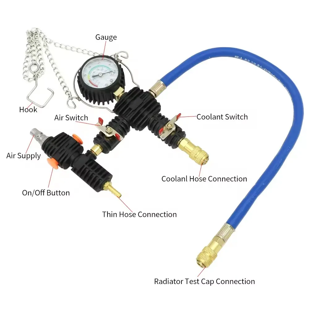 

34pcs Automotive Tank Leak Detector Pressure Test Cooling System Coolant Vacuum Replacement Kit With Universal Adapter