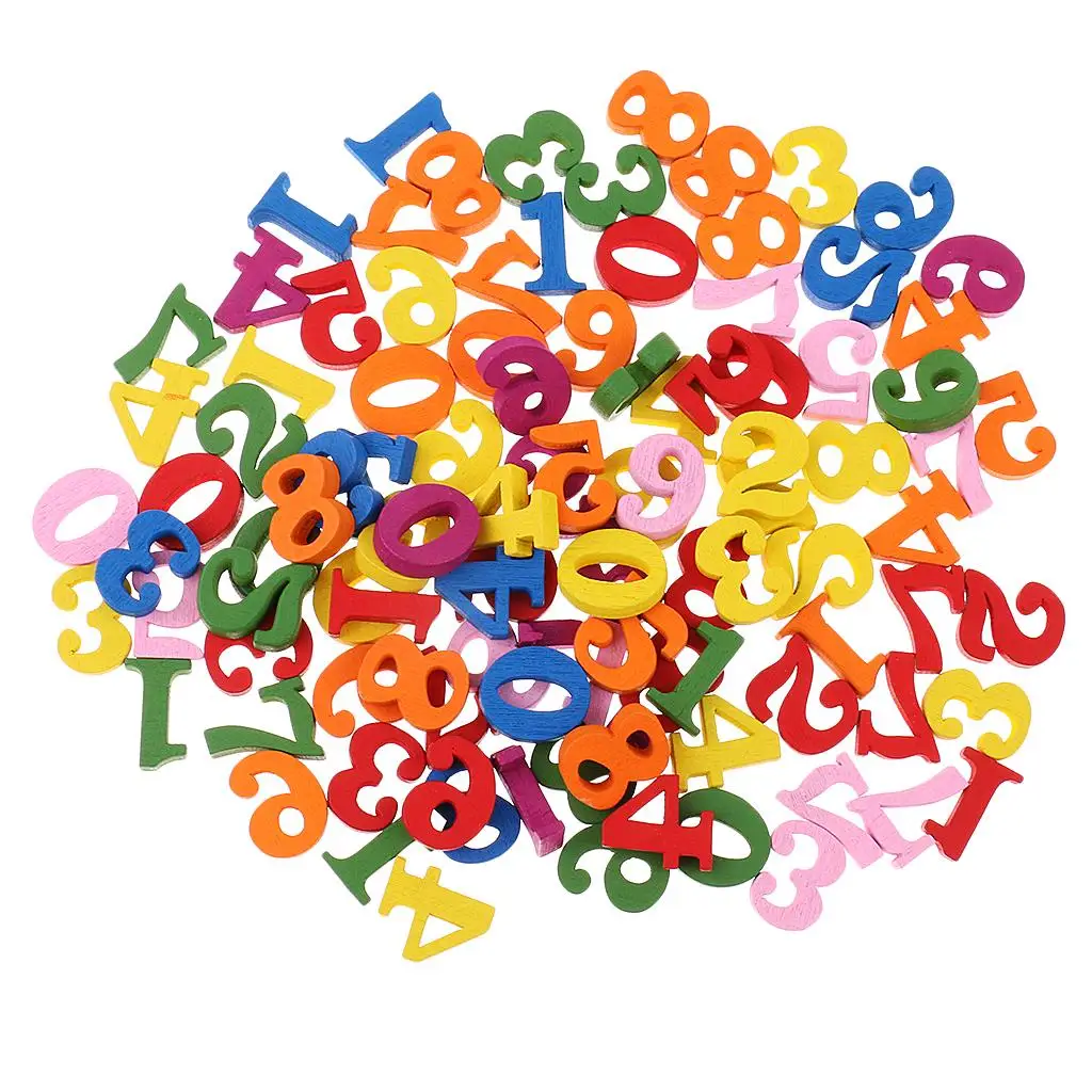 100Pcs Colorful Wood Numbers for Kids Baby Math Learning Developmental Toys
