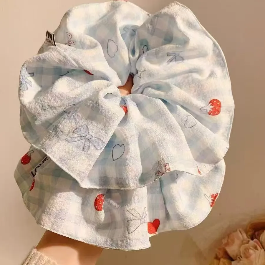 2026 New Early Spring Korean Lace Ruffled Edge Hair Tie Double Layer Scrunchy for Women Hair Rope Hair Accessory Sturdy