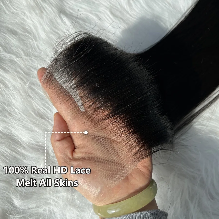 Avenir 7x7 HD Cierre de encaje solo liso y onda del cuerpo nudos blanqueados prearrancados cabello humano para mujeres negras cabello brasileño