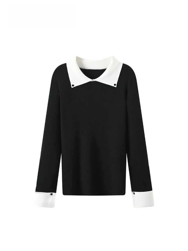 

Ele Sle plus Size Ne Long Sve Knitted Sweater Women's Autumn Winter New Faion Slimming Patchwork Sweater