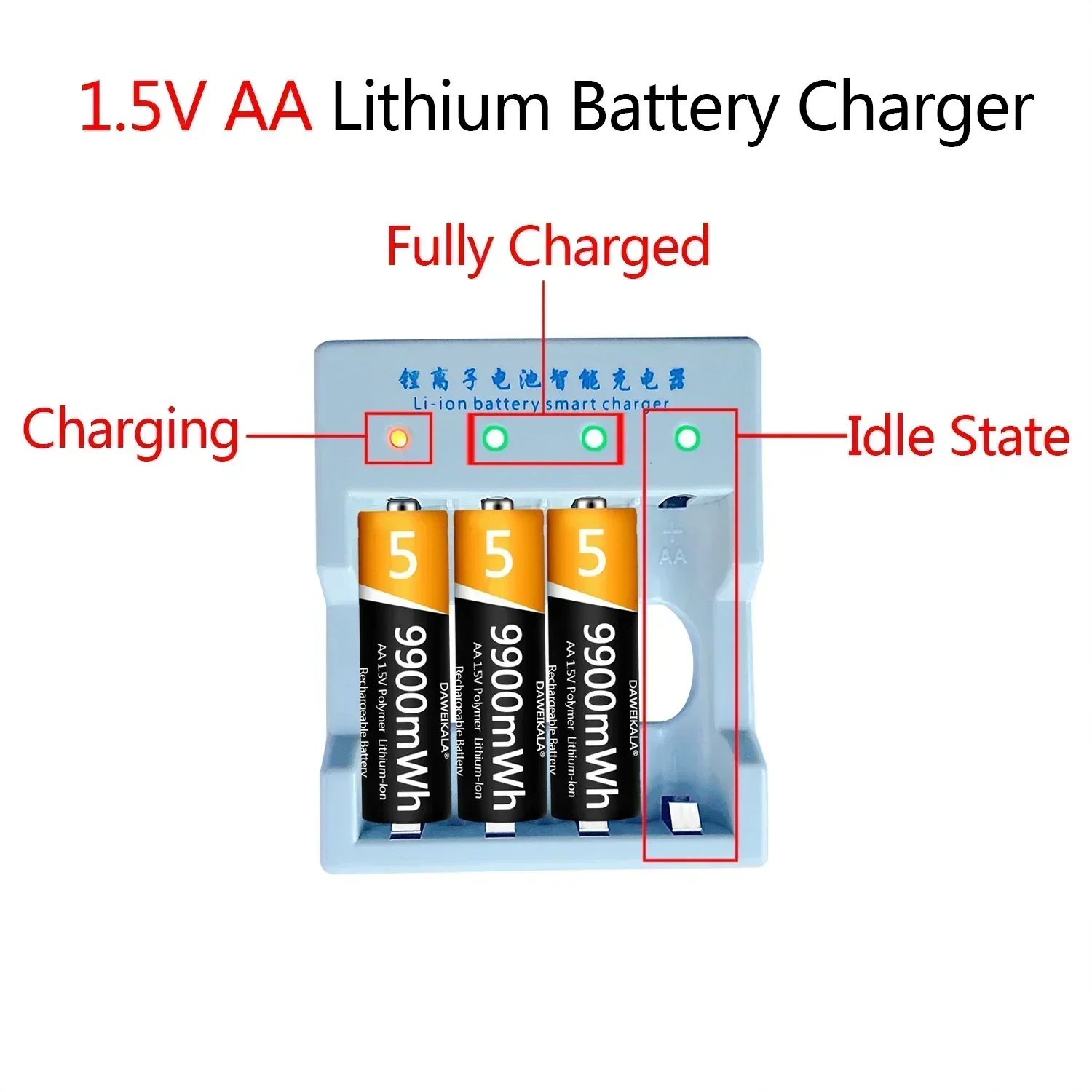 AA Battery 1.5V AA Rechargeable battery Polymer lithium ion battery 9900mWh for remote control mouse small fan Electric toy