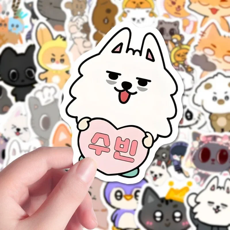 100pcs Kpop idol Cute Animal Plastic Stickers SooBin YeonJun TaeHyun Creative Peripheral DIY Decorative Waterproof Stickers