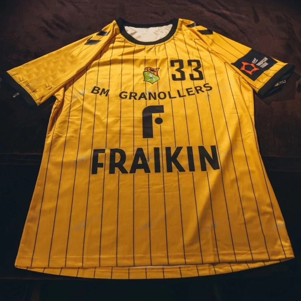 Camiseta Deportiva Transpirable con Estampado 3D de Balonmano BM Granollers 26/25 España para Hombre y Niño, Top de Entrenamiento de Balonmano