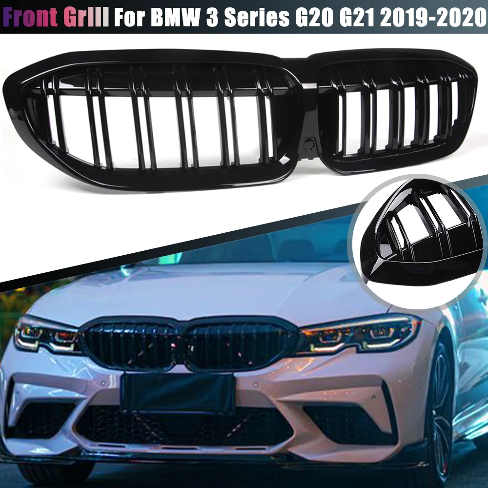 

Car Front Bumper Kidney Grill Glossy Black Racing Grille M Performance Style For BMW G20 G21 G28 3 Series 330i M3 340i 2019-2022