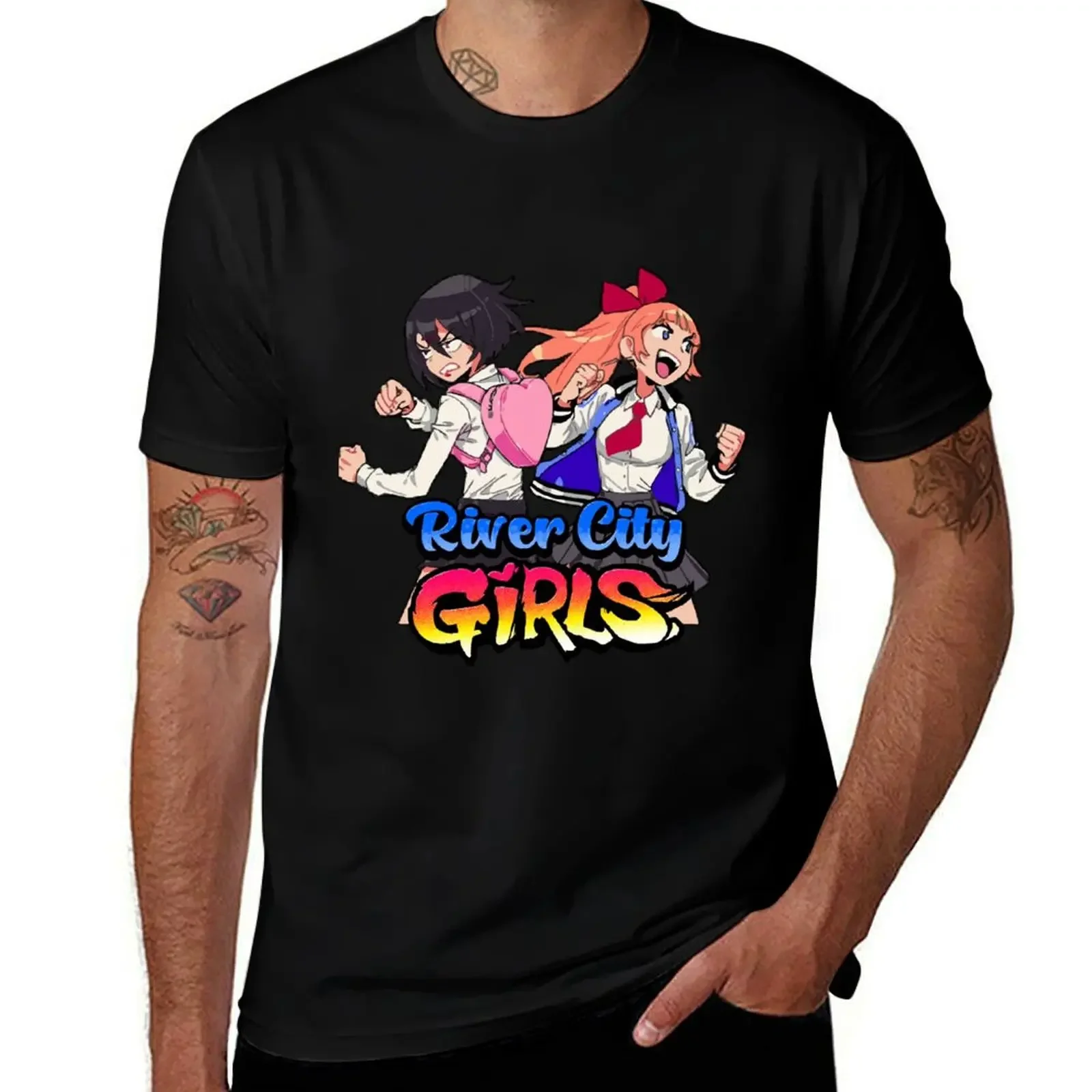 River City Girls: Misako and Kyoko w/ Logo T-Shirt for a boy cute tops men tshirt