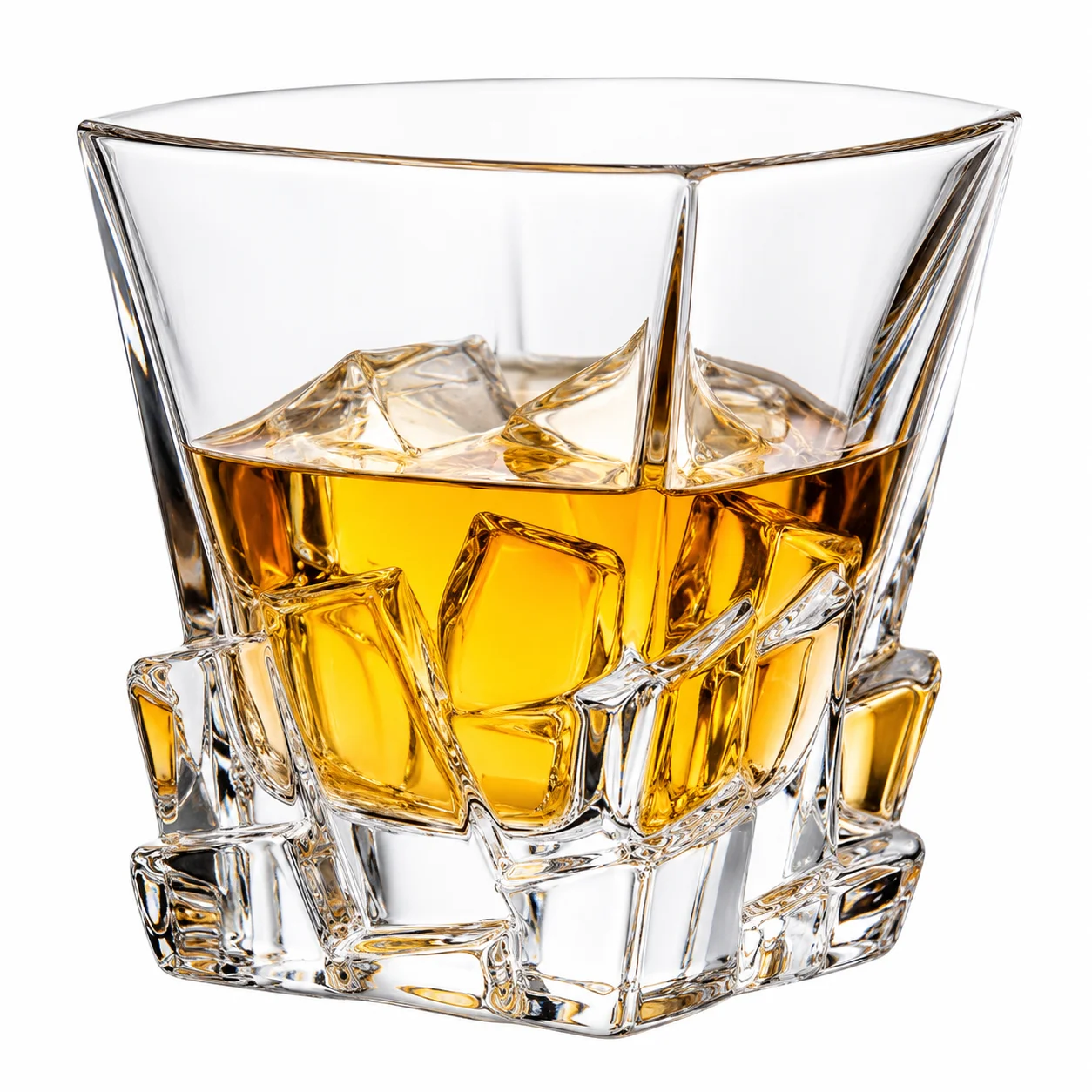 Vaso de Whisky Estilo Cristal – Vaso Facetado Premium de 300 ml, Base Gruesa y Pesada, Diseño Elegante para Whisky, Bourbon y Cócteles