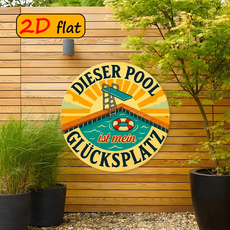 2D Flat1pc Round Sign with Diving Board Lifebuoy and 