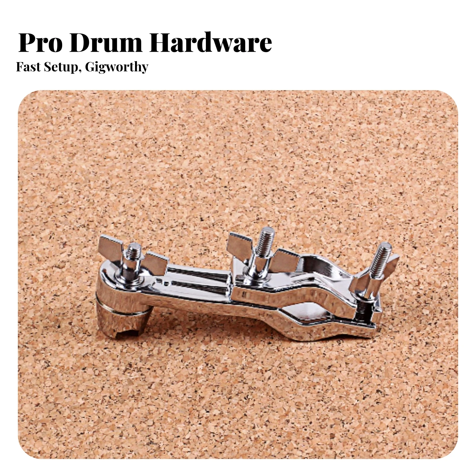 Drum Hardware Clamp Adjustable Drum Clamp with Threaded Bolt Posts Mount Heavy-Duty Holder Stainless Steel for Drummers
