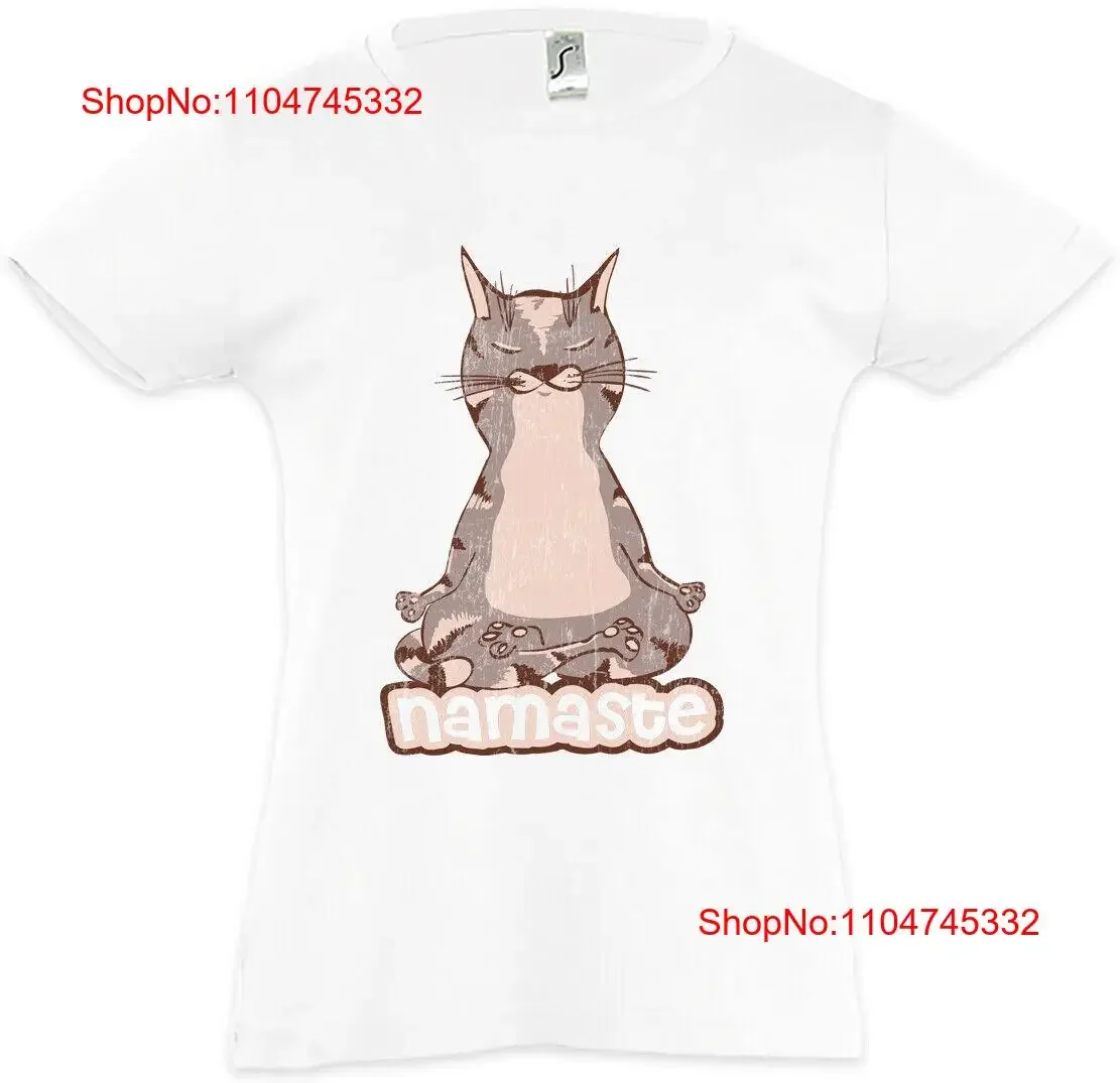 Namaste Cat Kinder Mädchen camiseta gatos budismo Japón Yoga Asien deporte diversión vintage lavado estirado versátil Unisex