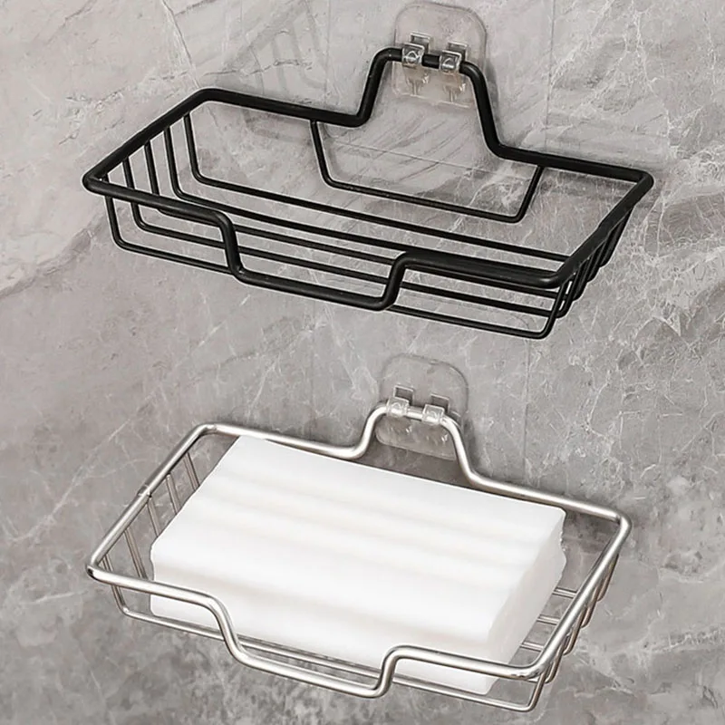 ​​Stainless Steel Soap Holder - Reinforced Adhesive Mount Rustproof Bathroom Organizer, Drainage Dish Rack for Kitchen Sink​​