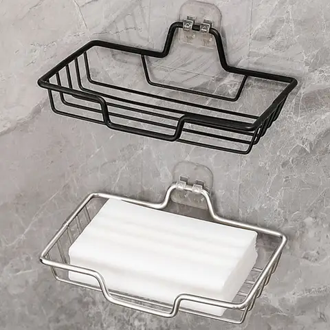 ​​Stainless Steel Soap Holder - Reinforced Adhesive Mount Rustproof Bathroom Organizer, Drainage Dish Rack for Kitchen Sink​​