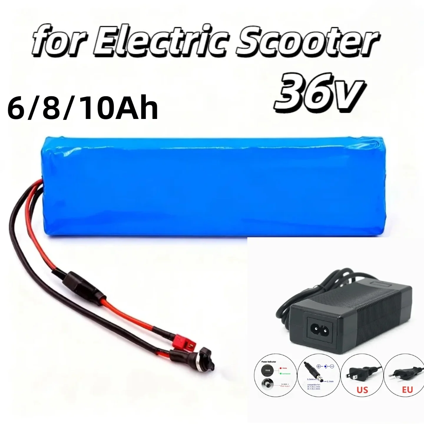 

10S3P 36VLithium Battery Pack 6/8/10Ah – Built-in 30A BMS+42V 2A Charger, Reliable Power for 250W-600W Scooter & Commuting Tools