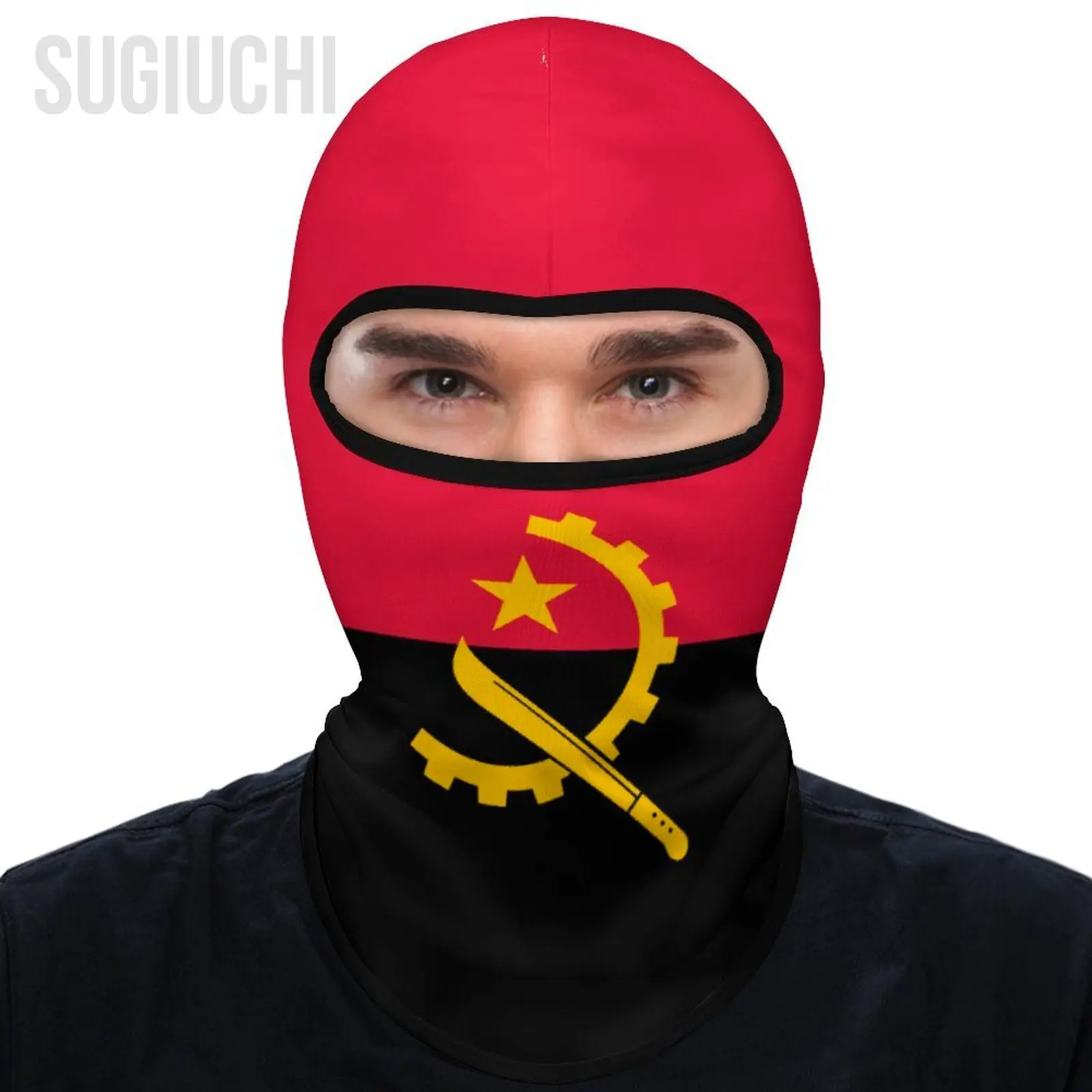 Angola Flag Outdoor Cool Sunscreen Motorcycle Face Mask Moto Biker Wind Cap Mask Stopper Windproof Bicycle Cycling Headgear