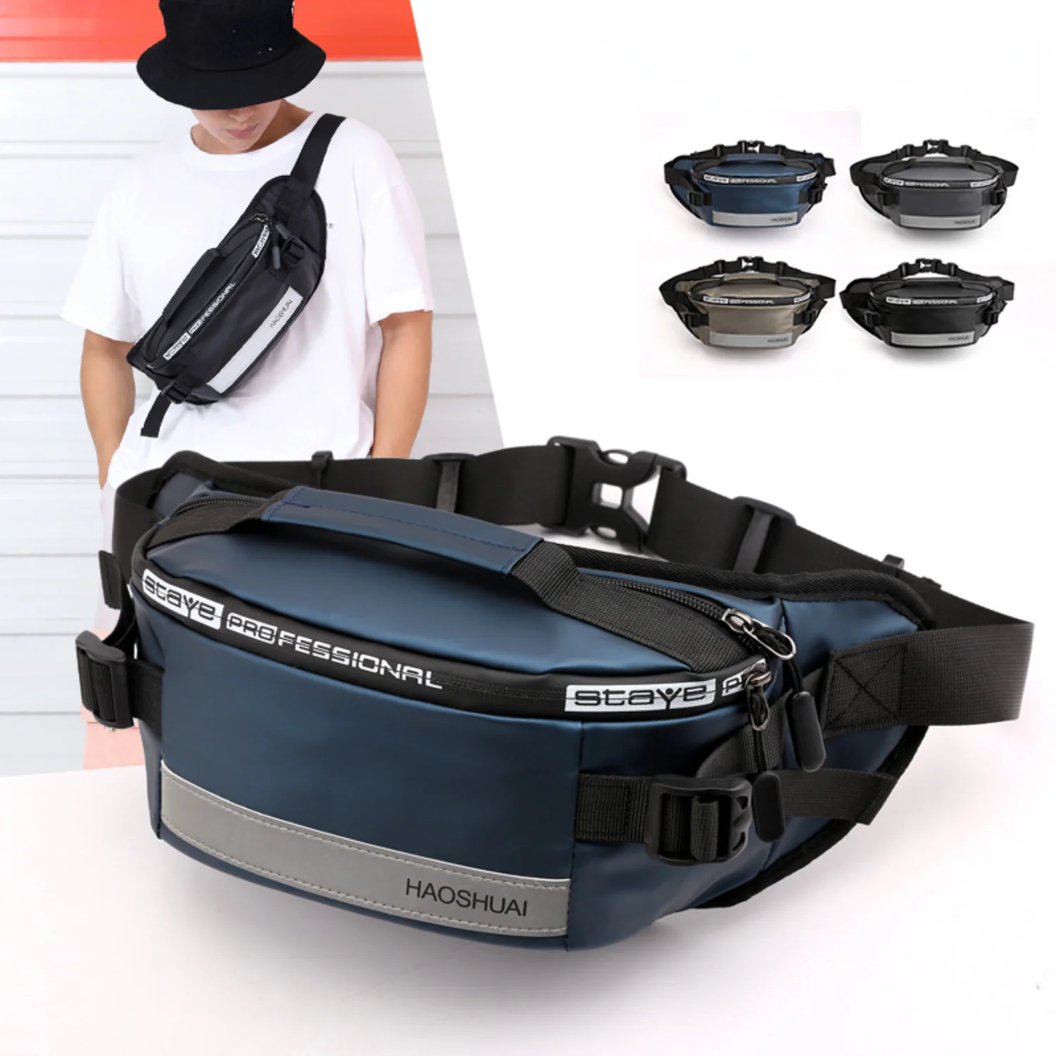 New Fashion Outdoor Waist Bag, Running Fitted Fanny Pack With Reflective Strip, Anti-theft Mobile Phone Chest Bag