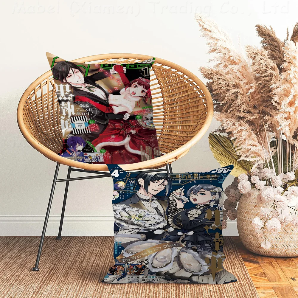 

Anime B-Black B-Butler Cushion Cover Car Throw Pillow Case For Sofa Car Christmas Gift 40x40cm 45x45cm
