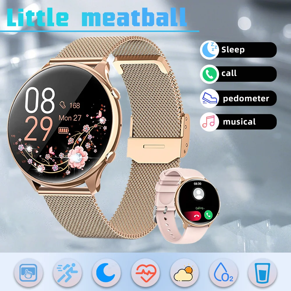 

Little meatball,Smartwatch Women's Customized Dial Watch Men's Sports Fitness Tracker Heart Rate for Android IOS, golden