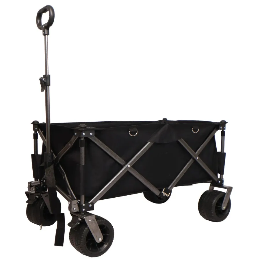 

Folding Wagon, Heavy Duty Utility Beach Wagon Cart for Sand with Big Wheels, Adjustable Handle&Drink Holders for Shopping, Camp
