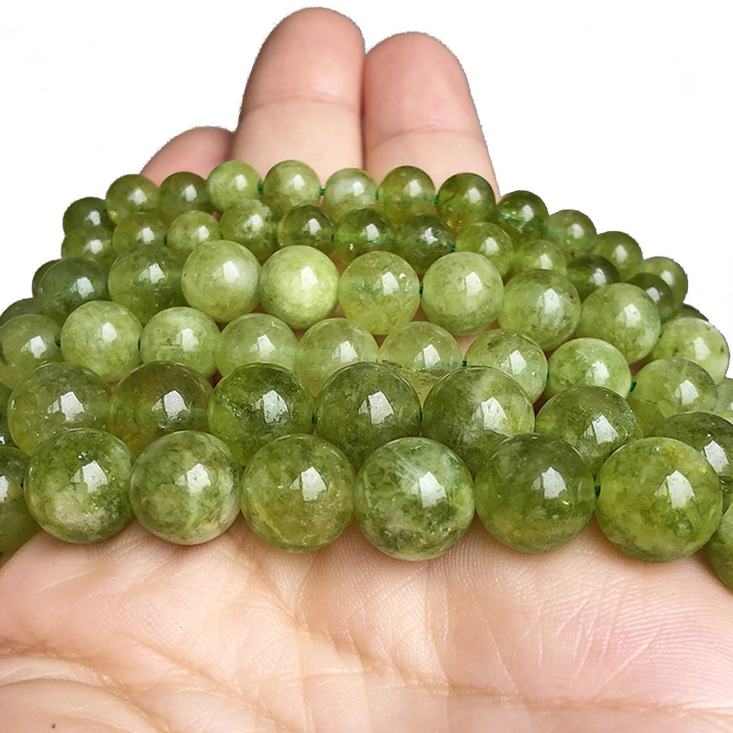 6-10mm Peridot Olivine Green Crystal Beads Diy Round Loose Spacer Beads for Jewelry Making DIY Bracelet Necklace  Accessories