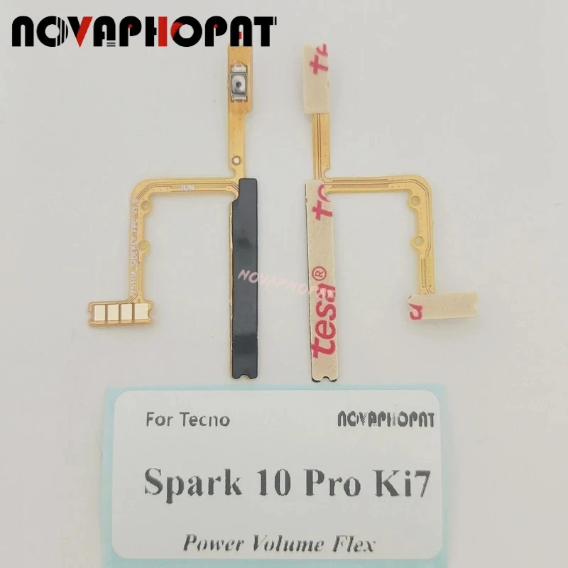 Novaphopat For Tecno Spark 10 Pro Ki7 Power On Off Volume Up Down Ribbon Power Button Flex Cable Ribbon