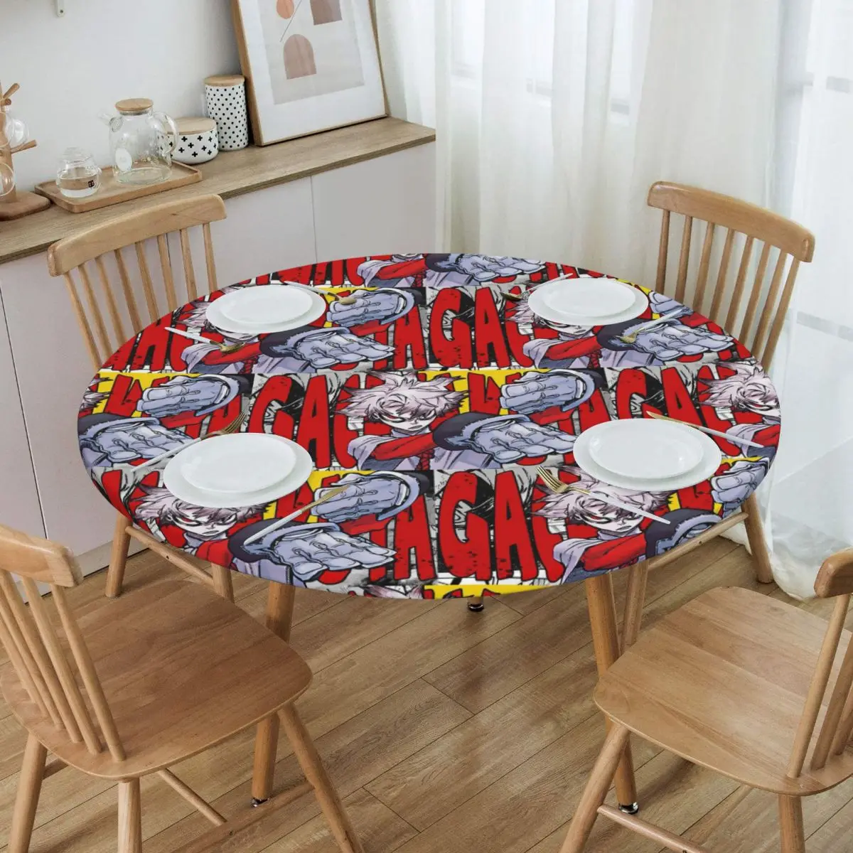 Otaku Autumn Gachiakuta Waterproof Round Tablecloth Oilproof Table Cloth for Kitchen Events Dining Table Cover