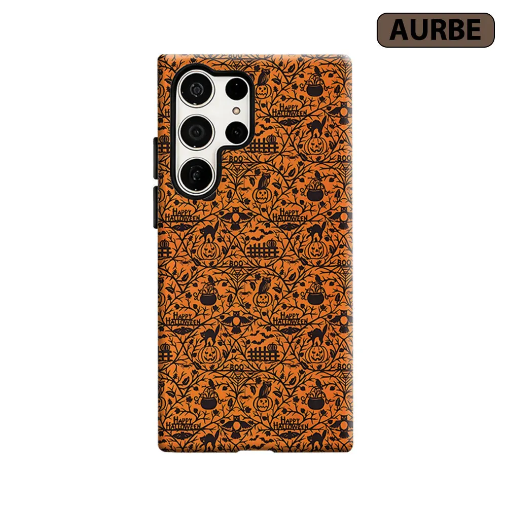 Vintage Halloween Damask Phone Case For Samsung Galaxy S26 S25 S24 S23 Ultra Plus HD Hard Double Layer Film Cover