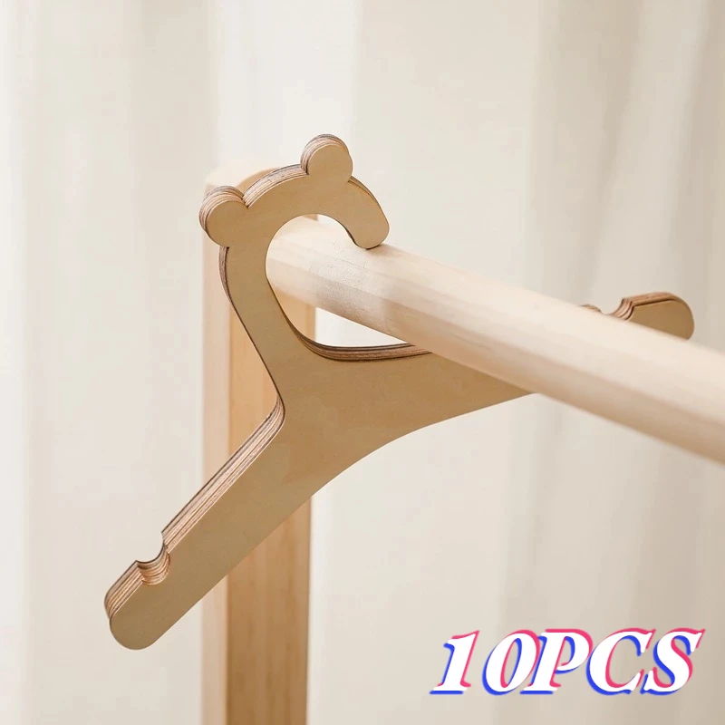 10/5 Pcs Baby Bear Wooden Clothes Hanger Rack Creative Baby Mini Hanger Home Girls Princess Room Nursery Decor for Kids Present