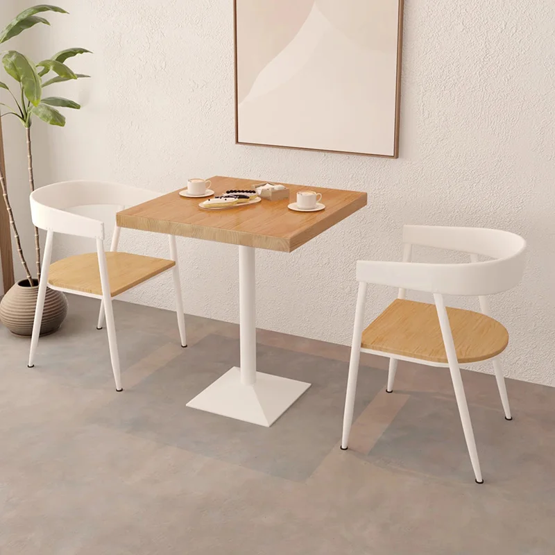 Sillas de cafetería de arte del hierro nórdico, área de salón moderna de madera maciza, Silla de café para comedor, respaldo ergonómico, muebles de cafetería, Silla FYCC