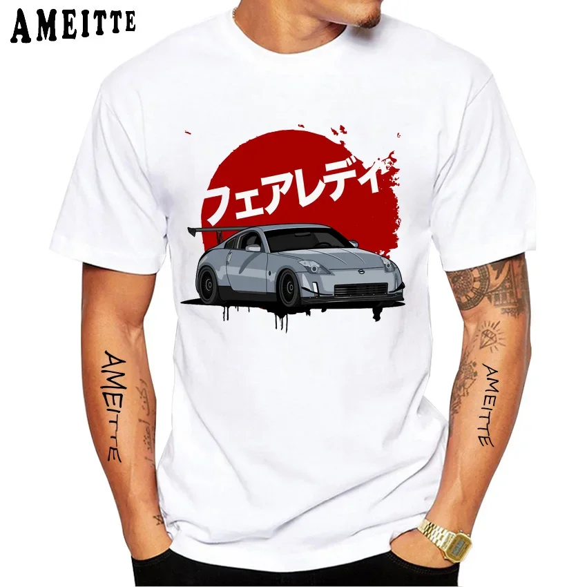 

New Summer Men's Short Sleeve 350Z Fairlady VQ JDM Classic Car Print T-Shirt Harajuku White Casual Boy Tees Hipster Cool Tops