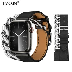 Genuine Leather Band For iWatch 11 10 9 SE 3 46mm 42mm 41 45 44mm 40mm Gourmette Double Tour Strap For Apple Watch Ultra 3 49mm