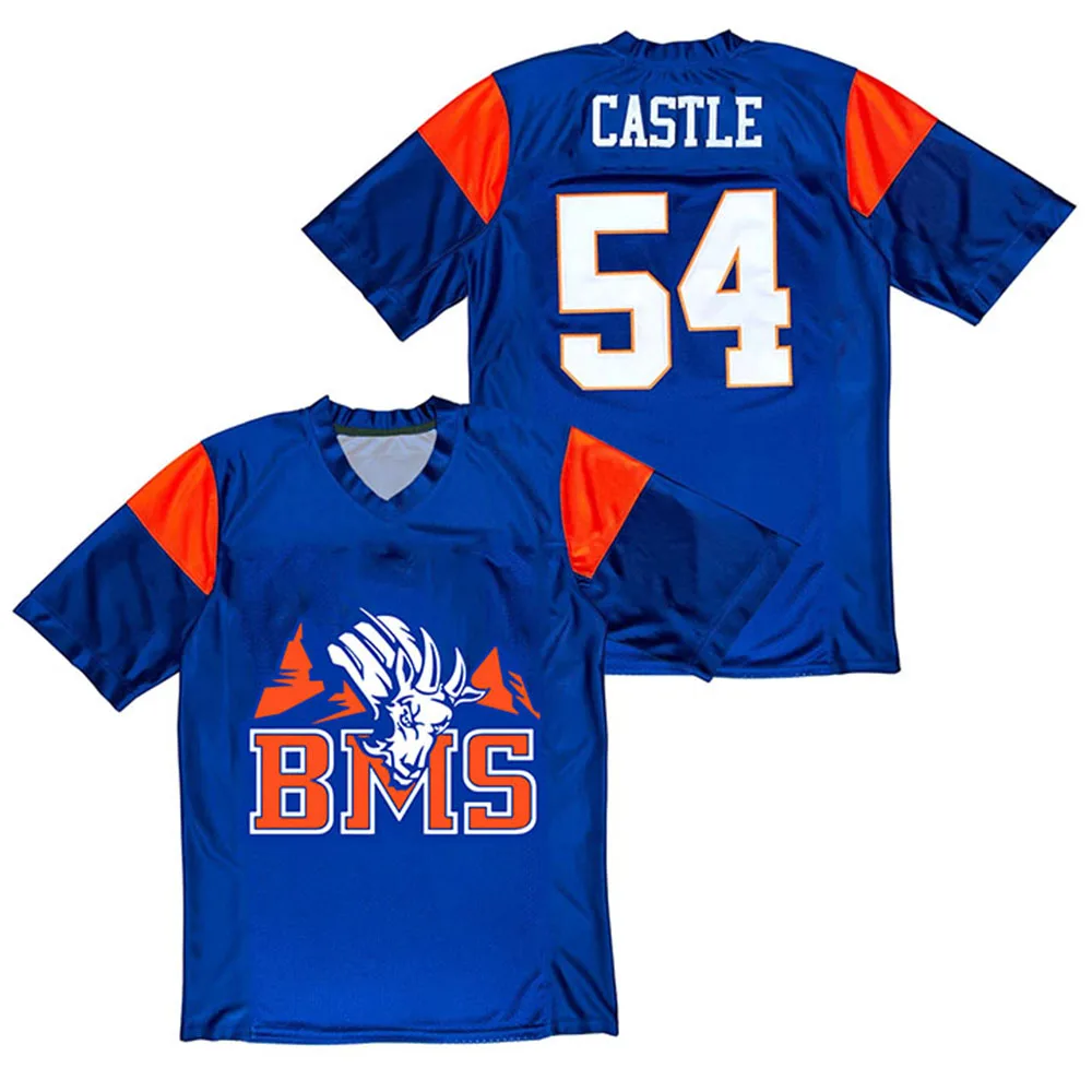 Castle 54 Tedesco 1 Moran 7 Jersey Blue Mountain State TV Show Football Tee Summer Casual Fashion Design Print T-shirt Men Shirt