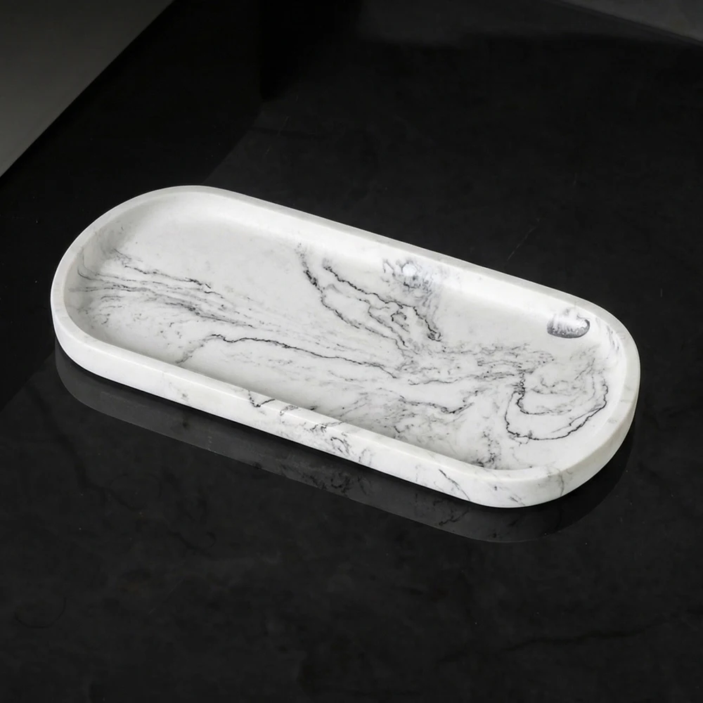 Wash Basin Tray Resin Oval Storage Tray Bathroom Wash Basin Gargle Emulsion Bottle Storage Tray Bathroom Decoration
