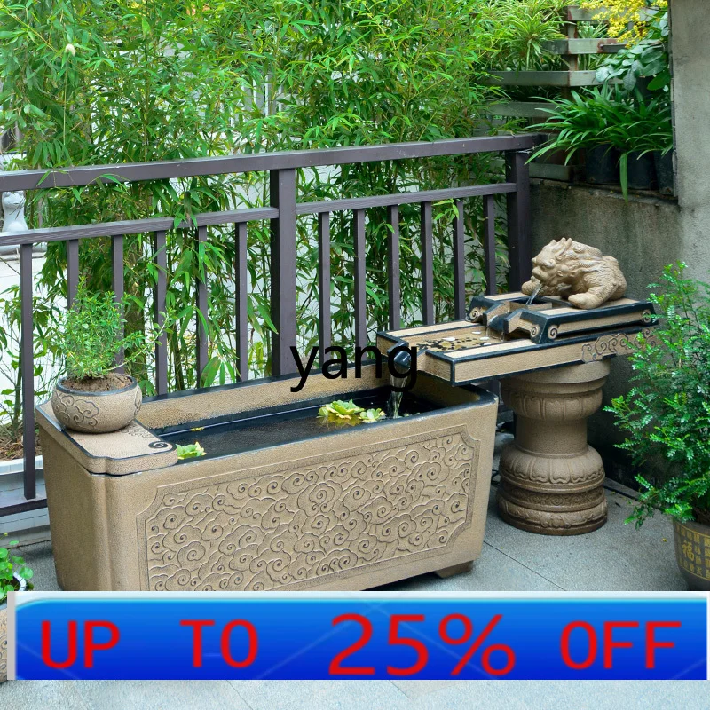 

LHH outdoor floor-to-ceiling running water ornament circulation water feature lucky balcony fish pond landscaping