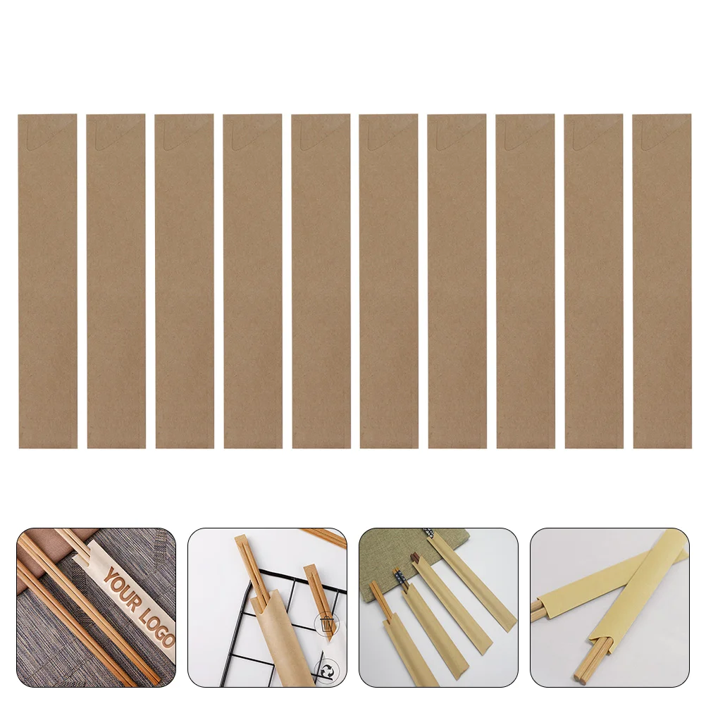 

100 Pcs Cutlery Holder Chopsticks Set Serving Utensils Straw Carrying Bag Brown Kraft Paper Travel