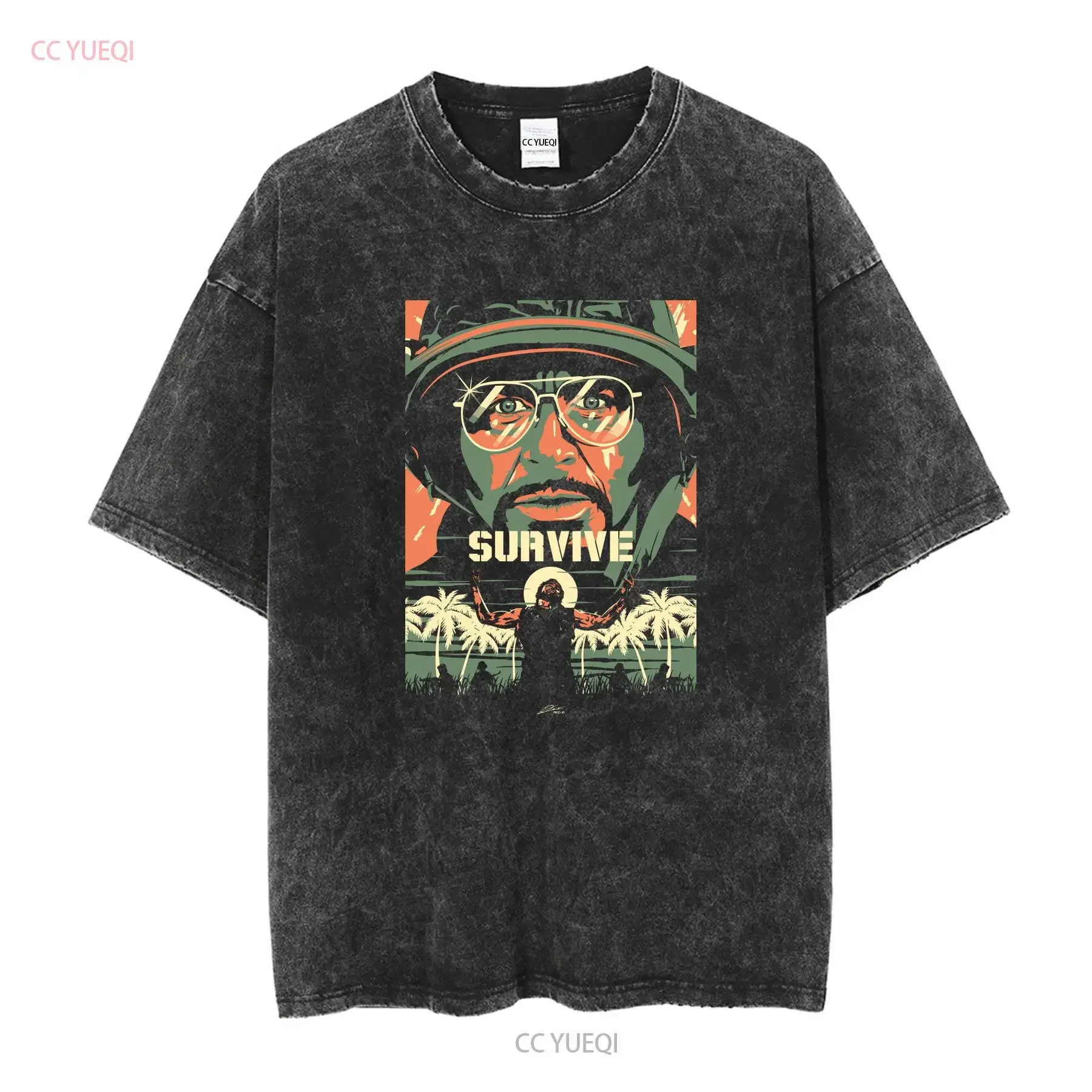 Tropic Thunder Survive T Shirt Kirk Lazarus Cool For Him vintage Washed graphic Casual Stretched Soft Unisex designer clothes
